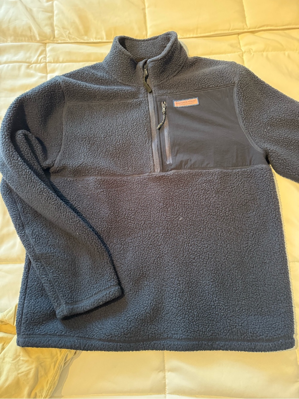 Vineyard Vines Mens Navy Quarter -Zip Fleece Pullover